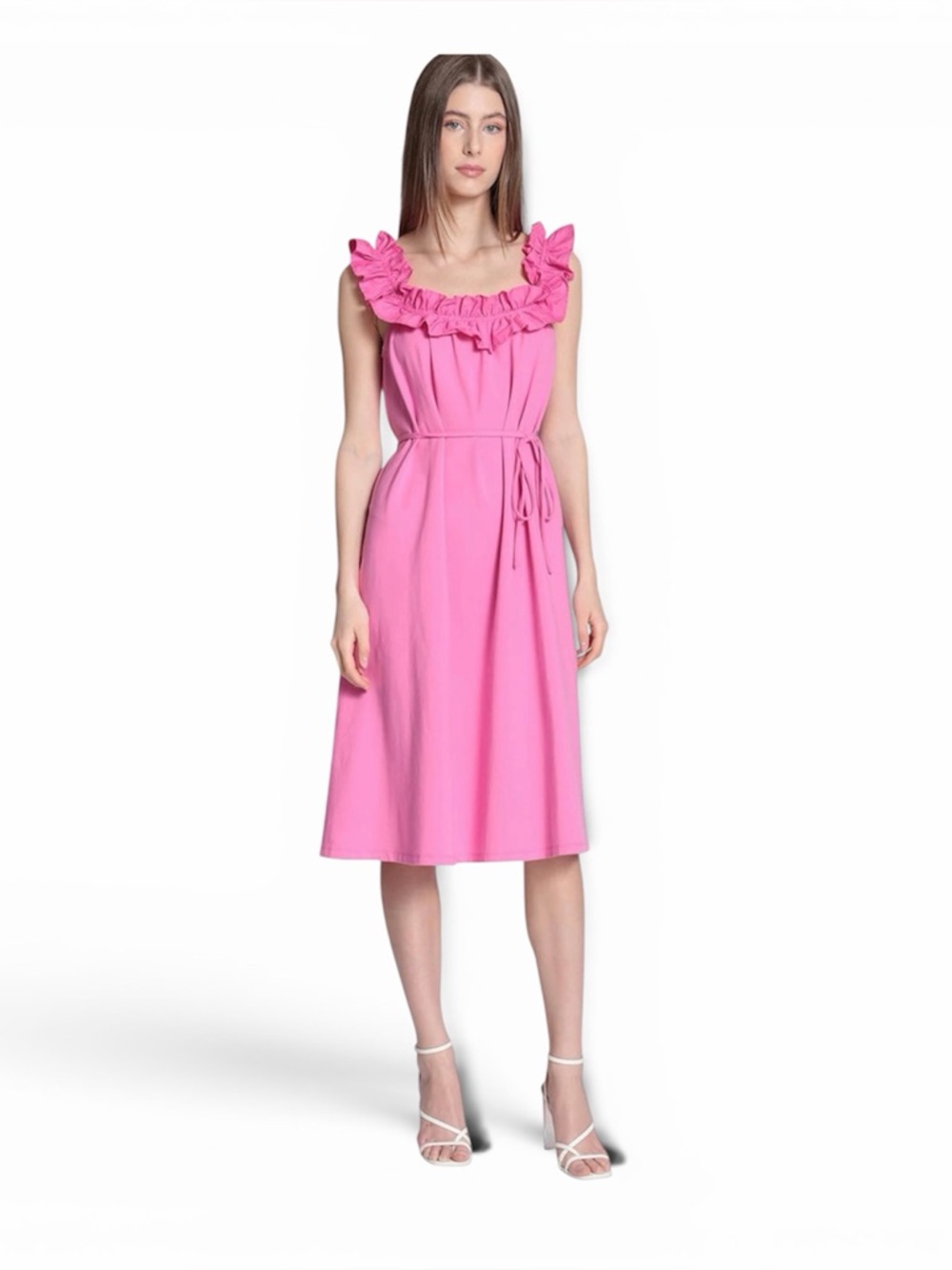 Donna Morgan Pink Ruffle Midi Dress NWT Size 10